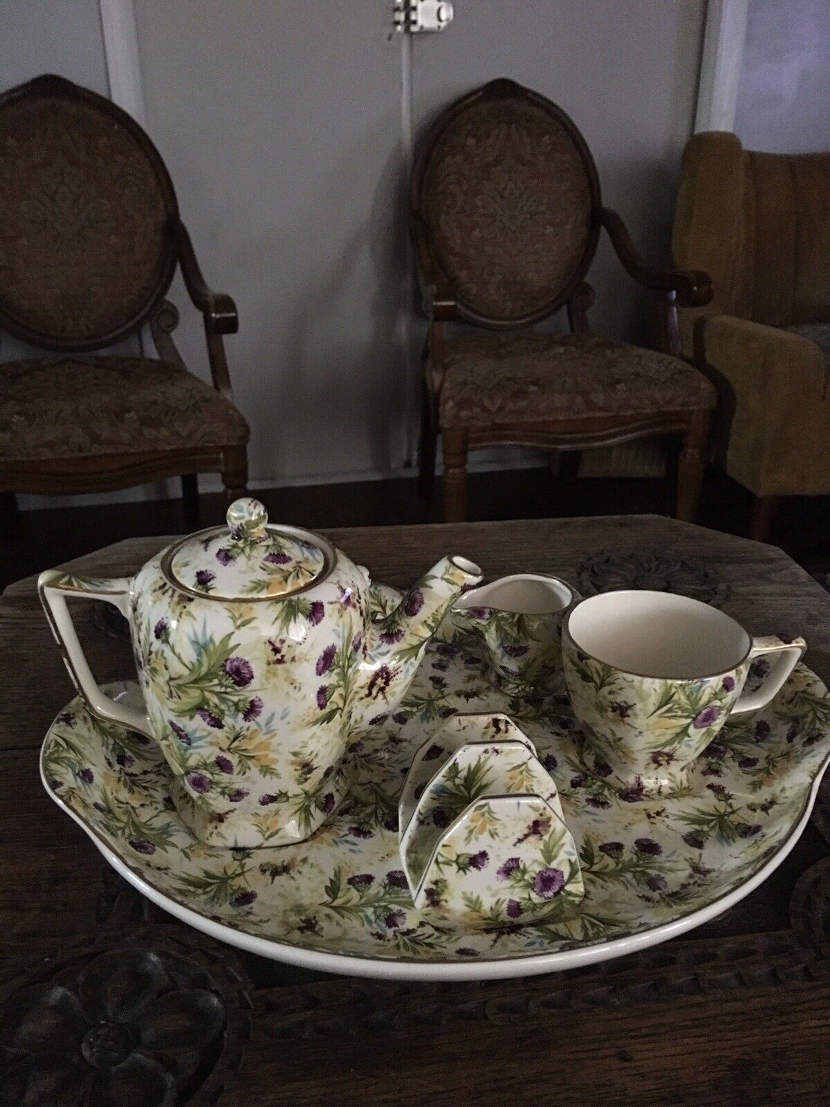 Wade Breakfast Set For One with tray, teapot & cover, cup, sugar & milk jug