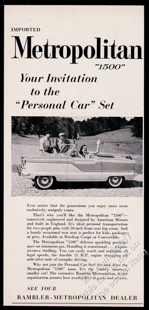 1960 Metropolitan 1500 Convertible Car Golf Course Photo Vintage Print Ad