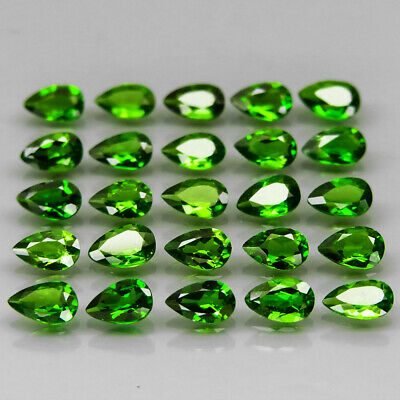 Pear 5x3 Mm.good Color! Natural Russian Top Green Chrome Diopside 25pcs/5.82ct.