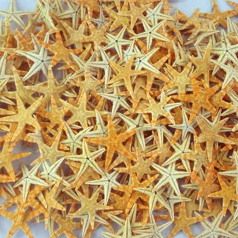 100pcs/set Mini Natural Flat Tan Starfish Seashells Beach Wedding Decor Craft