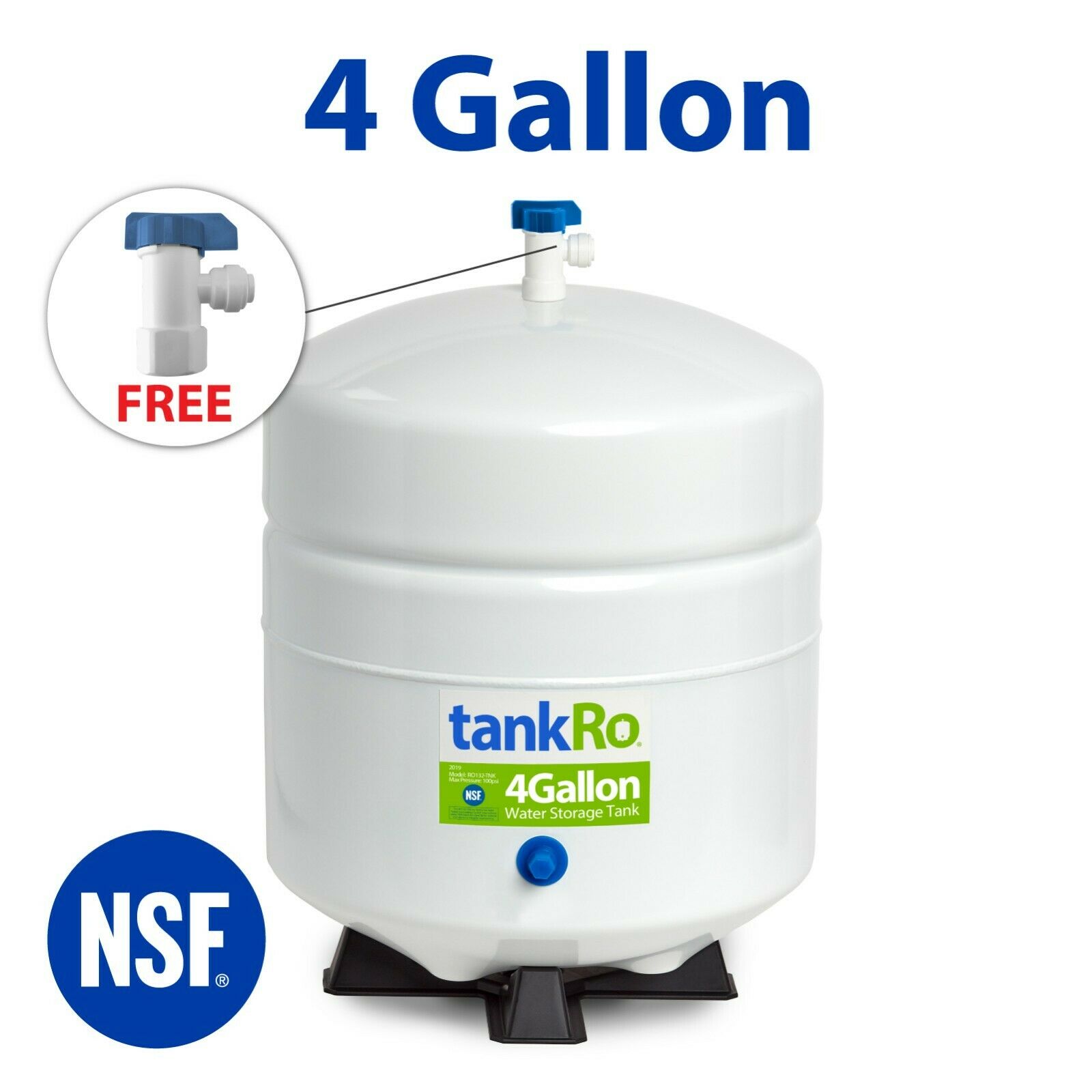 4-gallon Pressurized Water Storage Tank Ro Systems Nsf Certified 1/4" Ball Valve