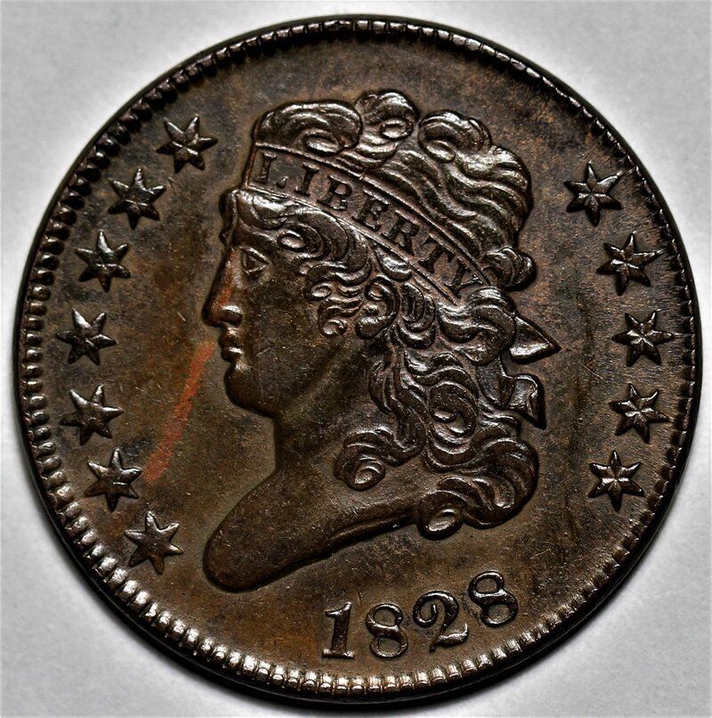 1828 Classic Head Half Cent - 12 Stars - High Grade - US 1/2c Copper Penny - L20